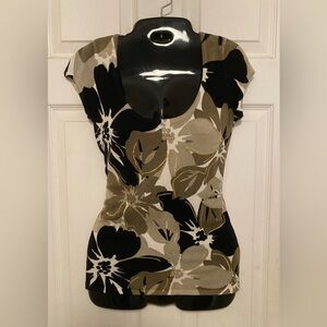 CACHE Floral Print Stretch Sweater, Top, Shirt  Sz XS